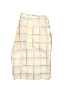 Bollé Golf B-Tech Performance Plaid Shorts Men Sz 40 White Blue Flat Front